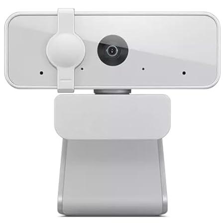 Lenovo 300 FHD Webcam with Full Stereo Dual Built-in mics | FHD 1080P 2.1 Megapixel CMOS Camera |Ultra-Wide 95° Lens, 4X Digital Zoom | 360 Rotation | Flexible Mount | Cloud Grey